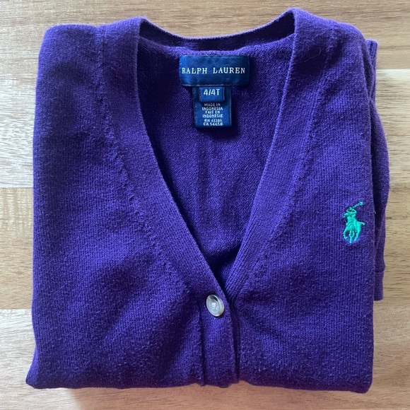 Ralph Lauren Other - Ralph Lauren Purple Button Sweater Cardigan with Pockets, Size 4/4T